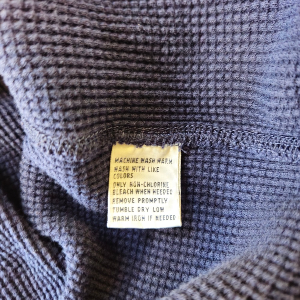 POLO RALPH LAUREN Washed Navy Waffle Knit Thermal Hoodie L Red Pony Preppy - Picture 8 of 9